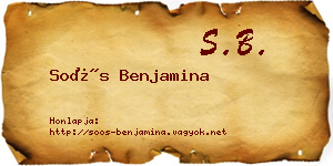 Soós Benjamina névjegykártya